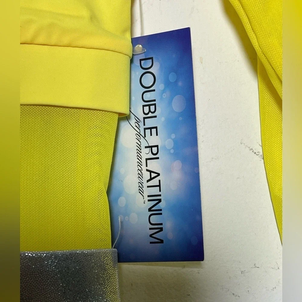 Double Platinum Yellow Lyrical Jazz Contemporary Dance Costume Leo with Skirt CL